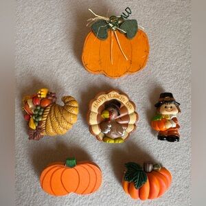 Lot of 6 Thanksgiving Fall Pins, Hallmark, Russ Berrie, Pumpkins - Vintage